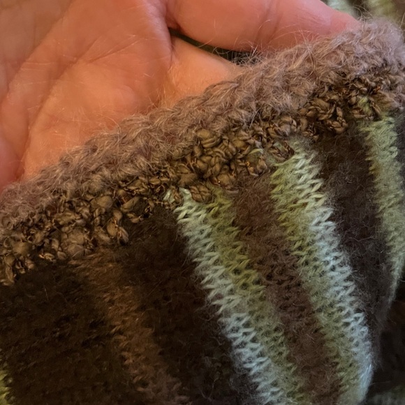 Handmade by Seller Poncho, Kimono One Size Fits Most Green, Brown Stripe - Picture 3 of 11